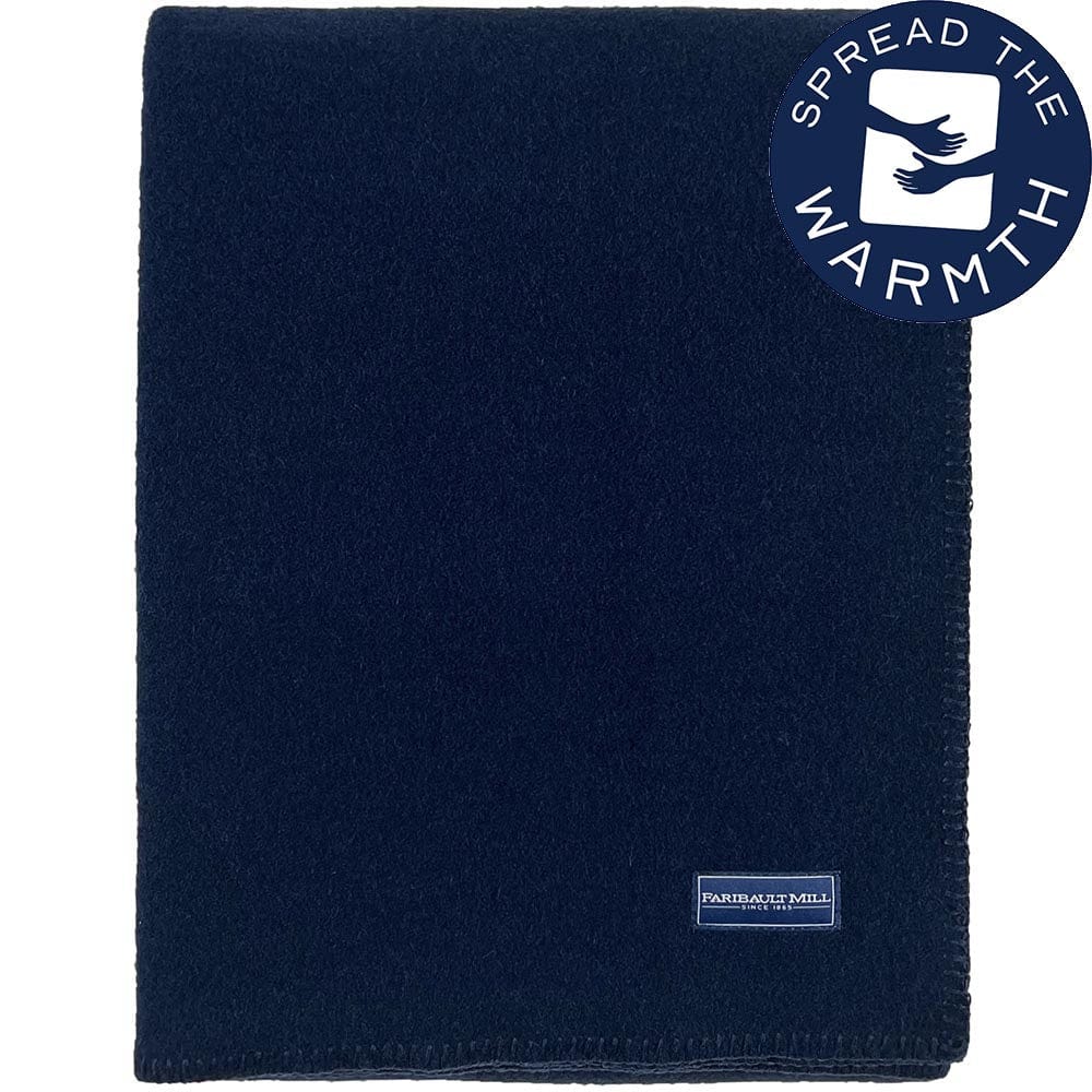 Blue Pure Simple Wool Blanket Faribault Mill